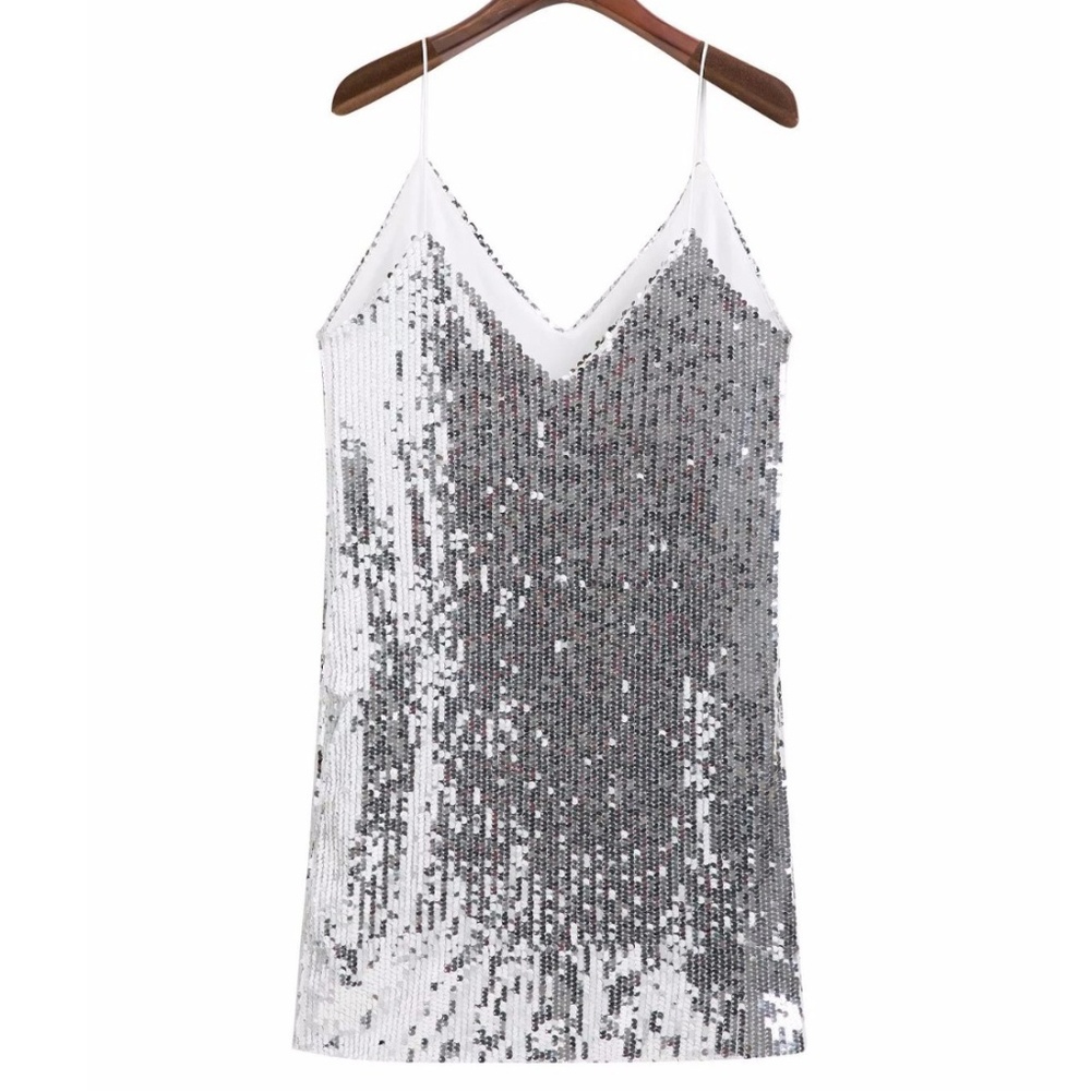'Sassy Sequins' Silver Sequin Party Dress - Picture 7 of 7